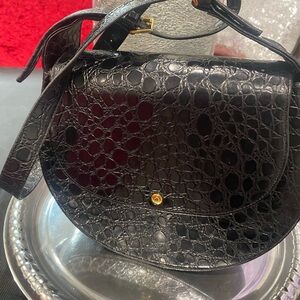 BRIA BLACK CROCODILE CROSSBODY BAG